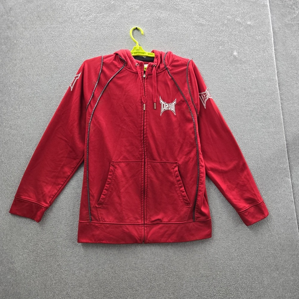 Tapout Men Hoodie XL (46-48) Red Embroidered Fleece Skater Zipper Y2K MMA